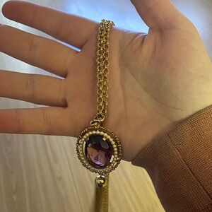 Elegant Gold and Purple Pendant Necklace